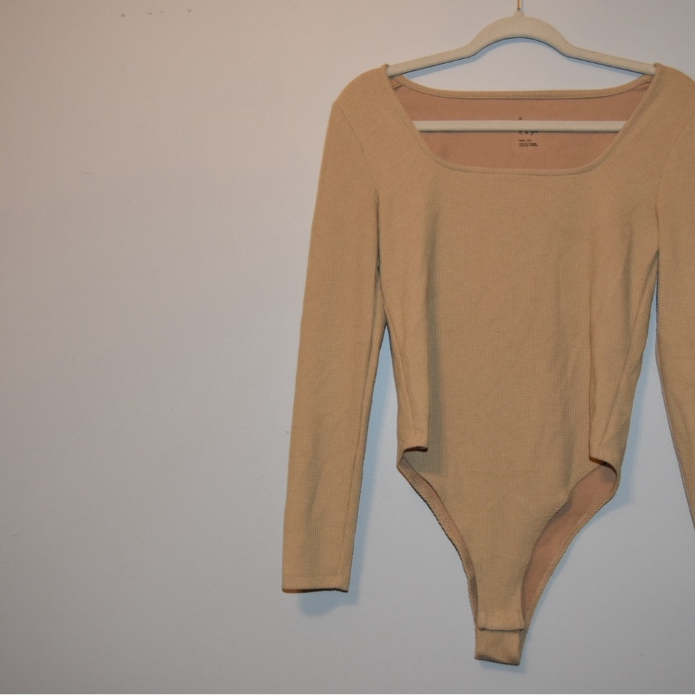 a new day Beige Ribbed Long Sleeve Top